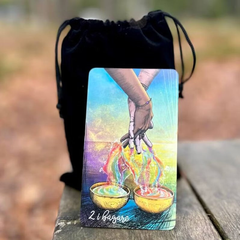 Svart tarotpåse i sammet
